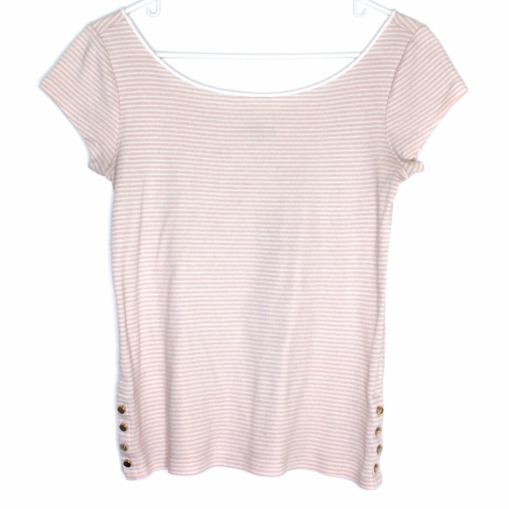 ANN TAYLOR | Striped Shirt with Gold Buttons